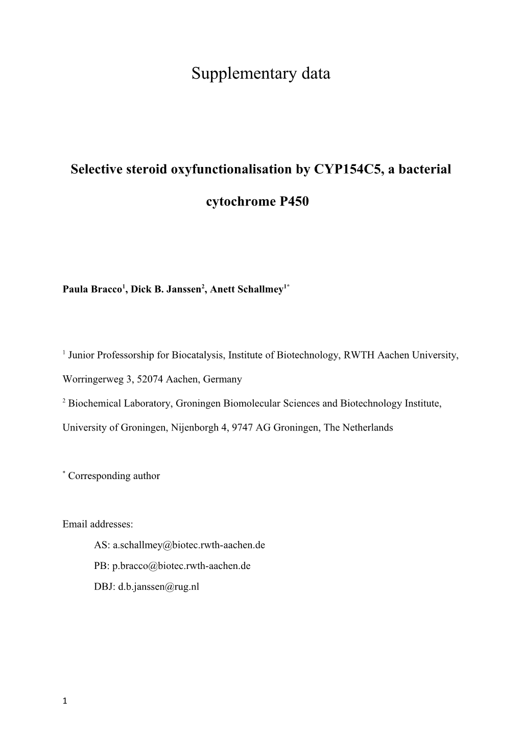 Selective Steroid Oxyfunctionalisation by CYP154C5, a Bacterial Cytochrome P450