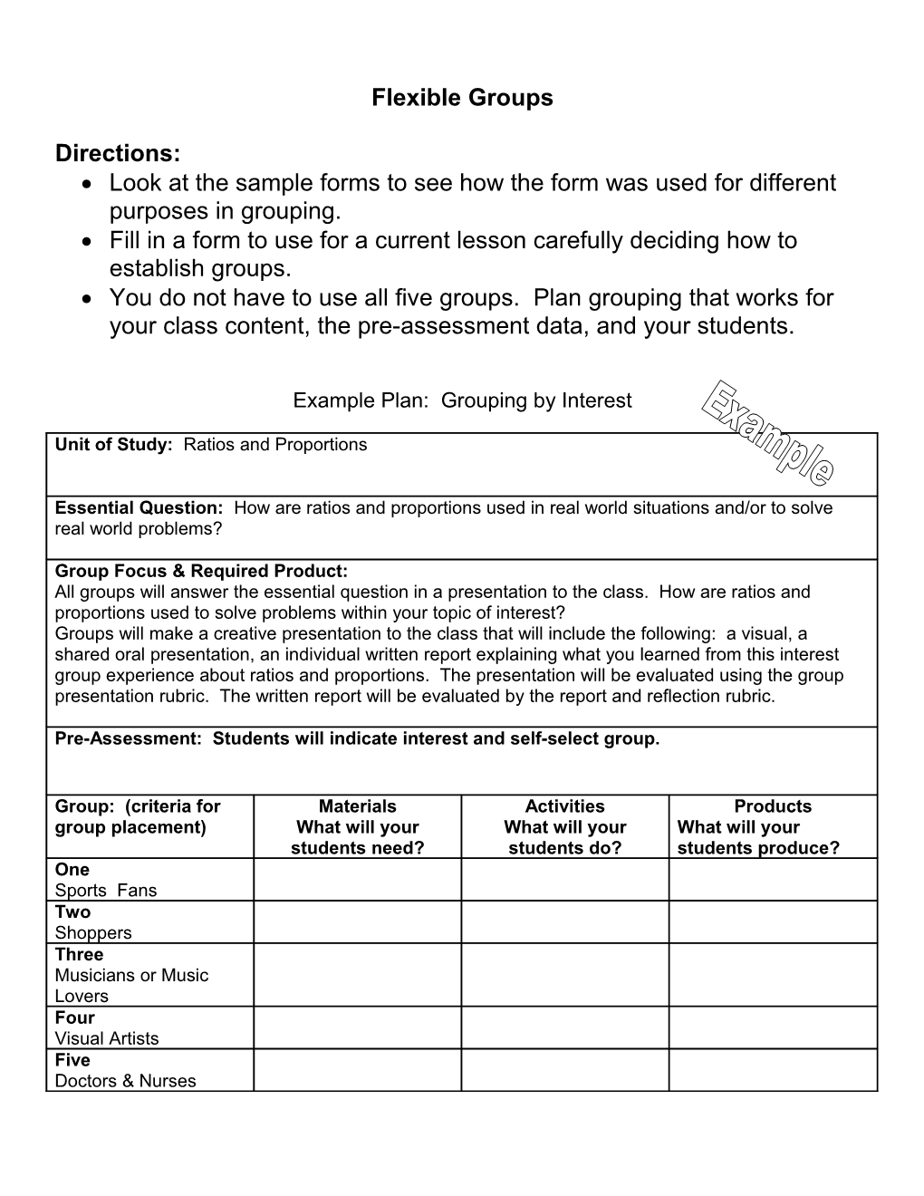 A Template for Designing Flexible Groups