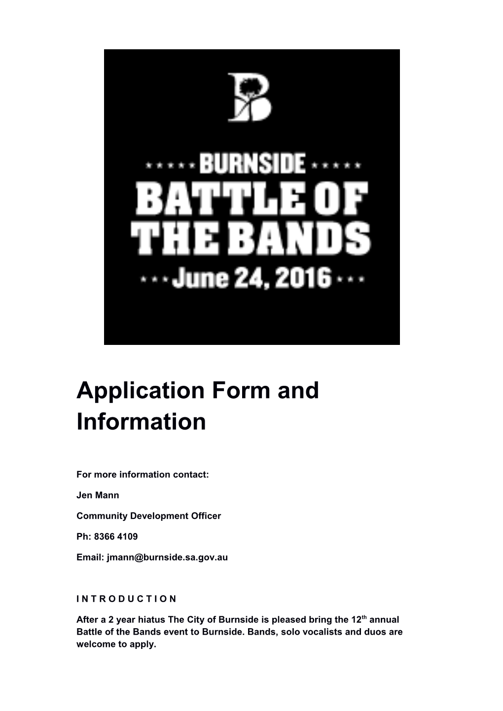 Application Form and Information