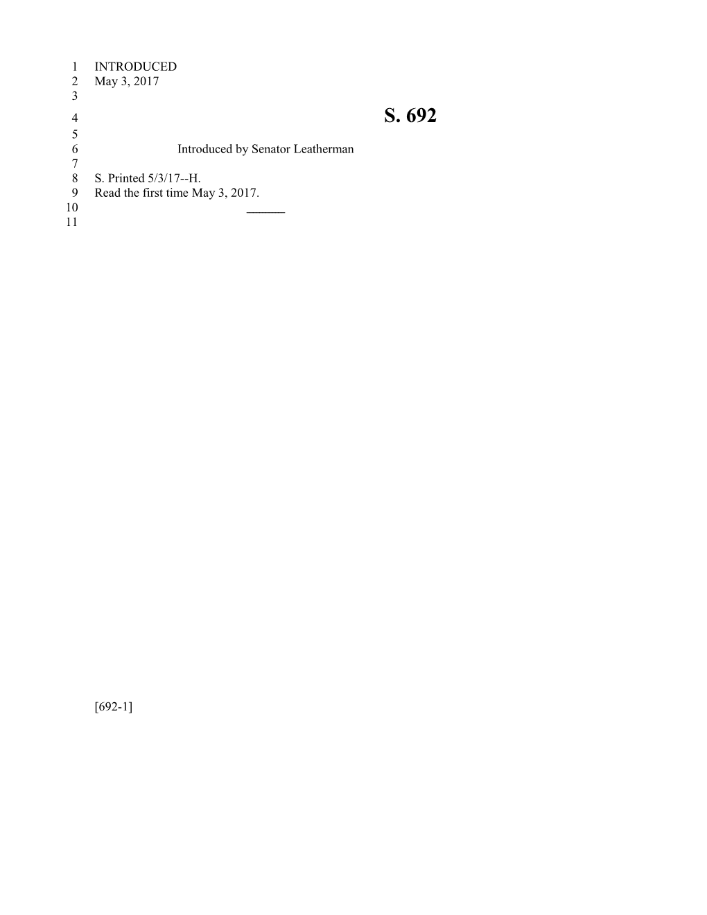 2017-2018 Bill 692 Text of Previous Version (May 3, 2017) - South Carolina Legislature Online