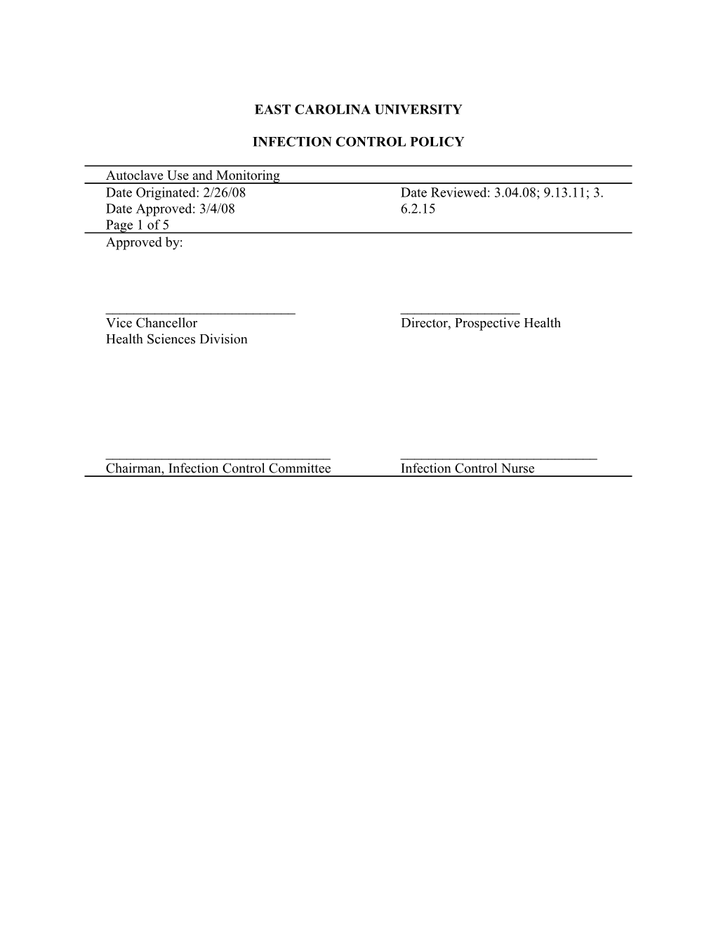 Policy: Autoclave Use and Monitoring