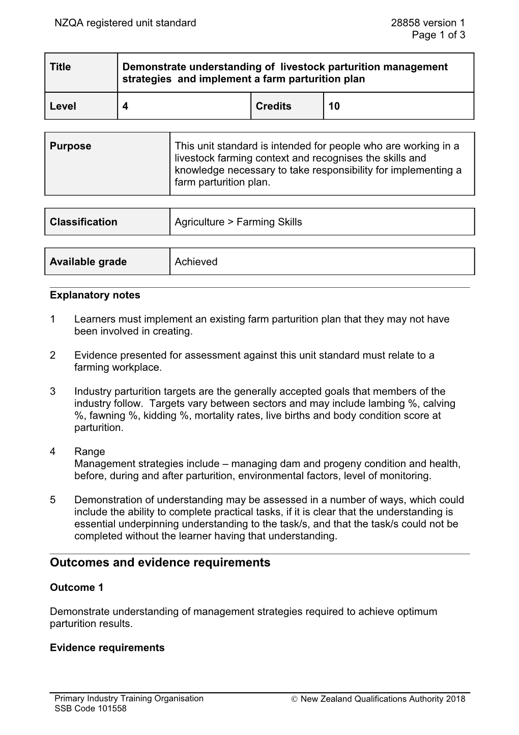 28858 Demonstrate Understanding of Livestock Parturition Management Strategies and Implement