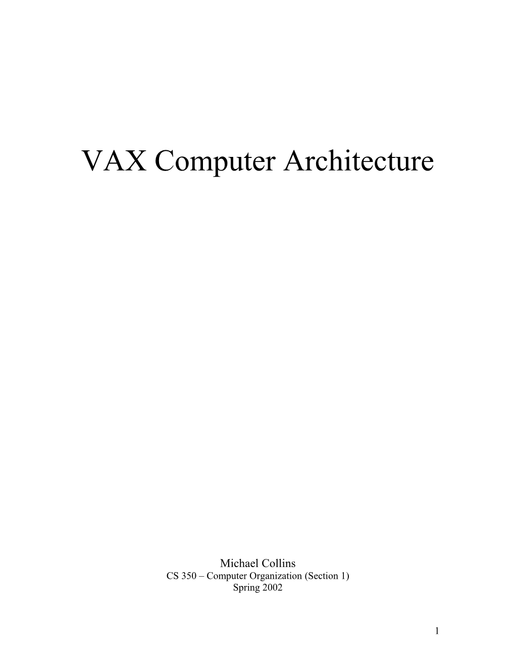 VAX Computer Architecture