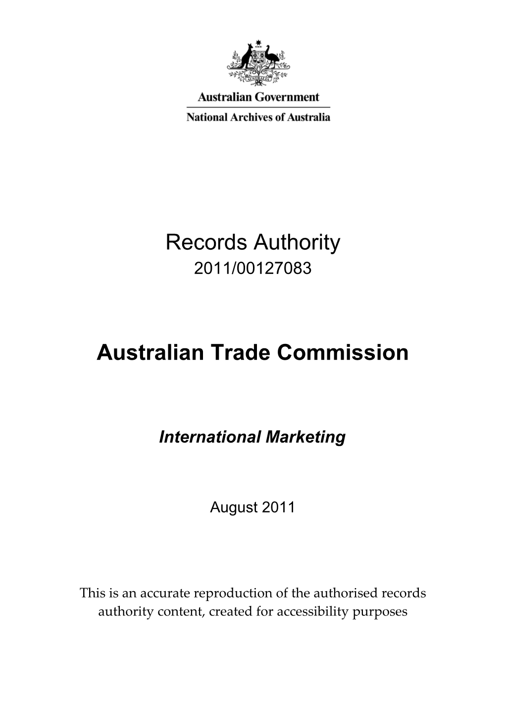 Australian Trade Commission 2011/00127083