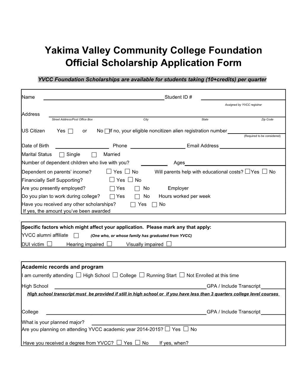 Foundation WEB Scholarship Application14-15