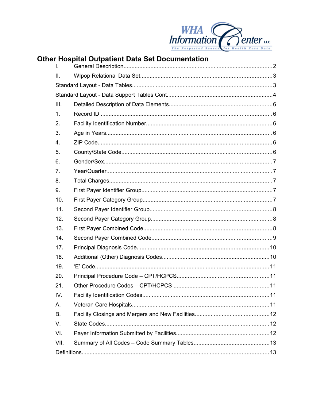 Other Hospital Outpatient Data Set Documentation