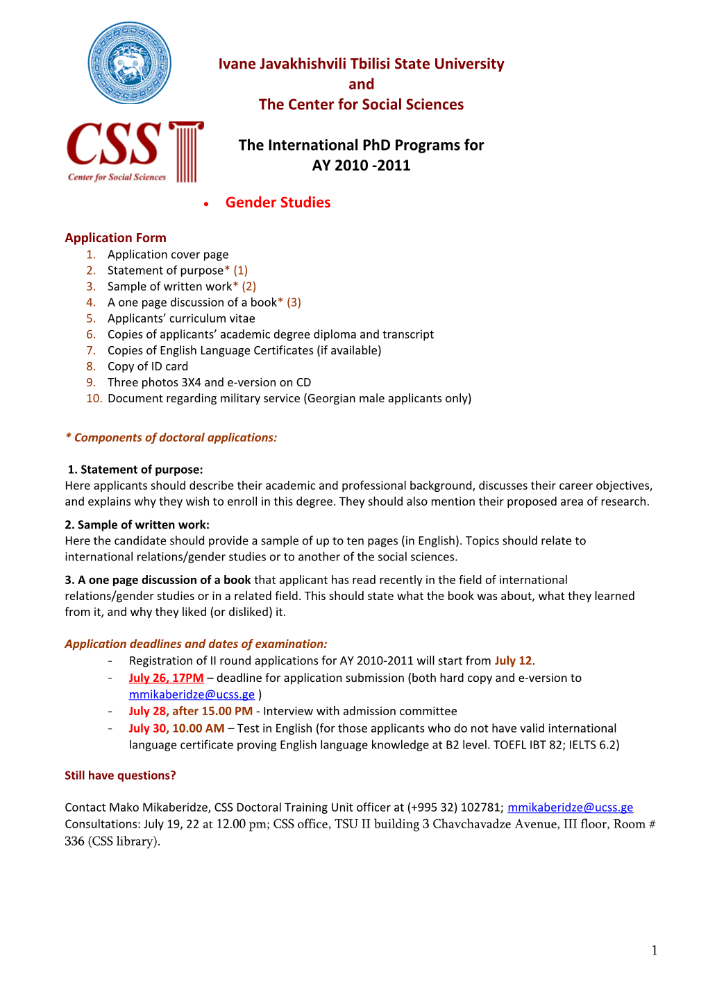 Components of Doctoral Applications, Here Is a Brief Description of Each One