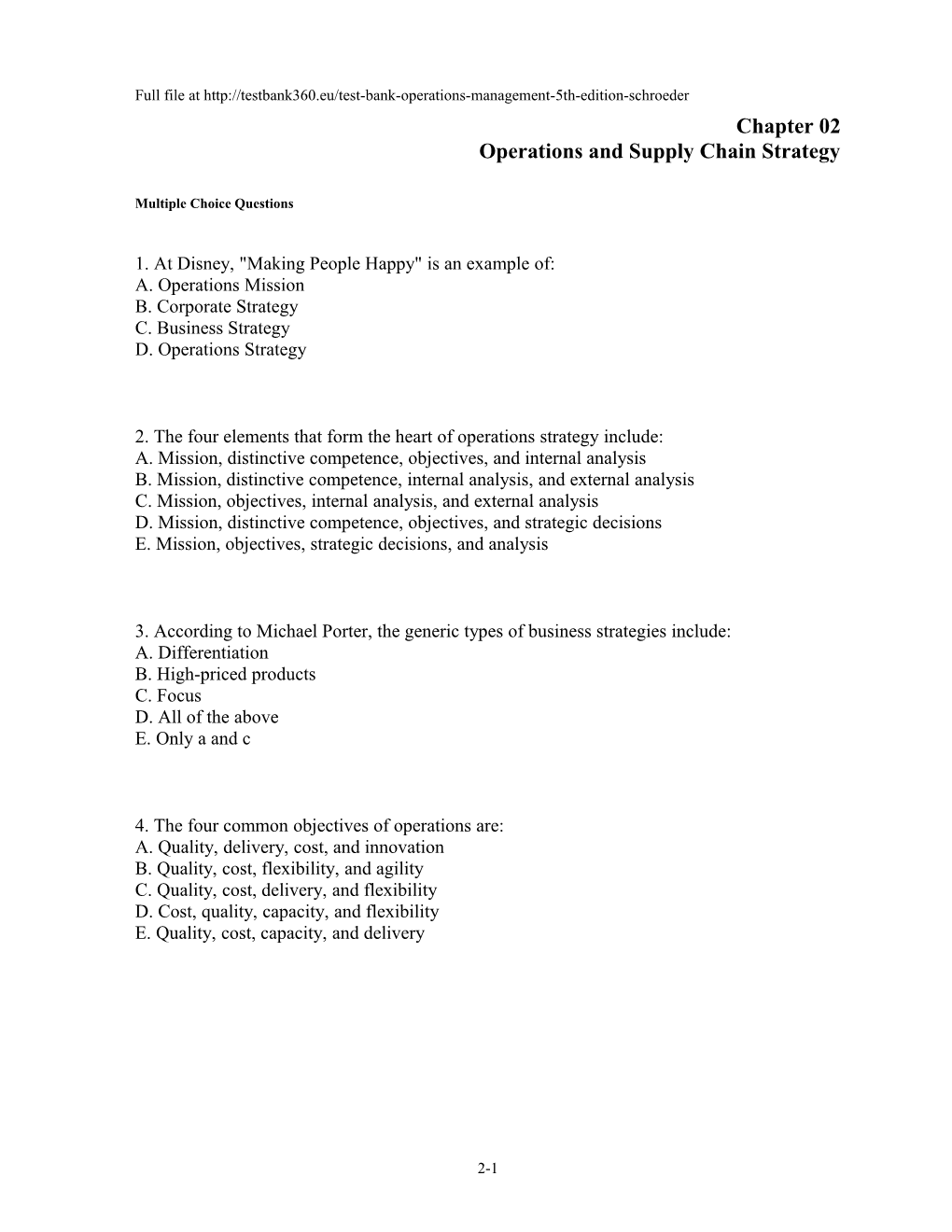 Chapter 02 Operations and Supply Chain Strategy