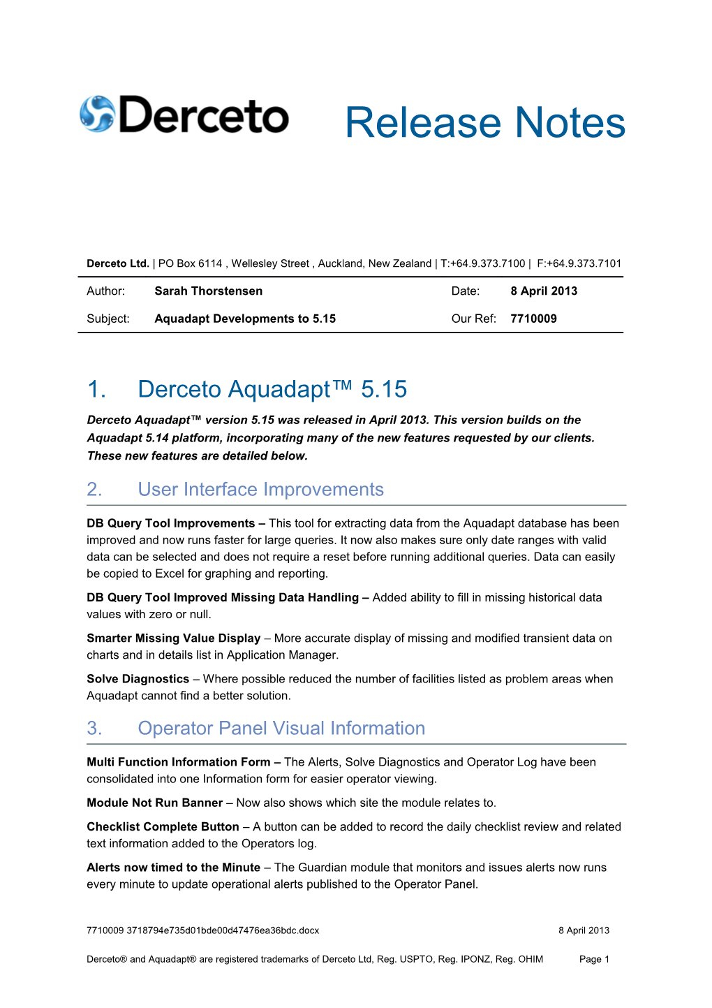 Aquadapt Developments to 5.15