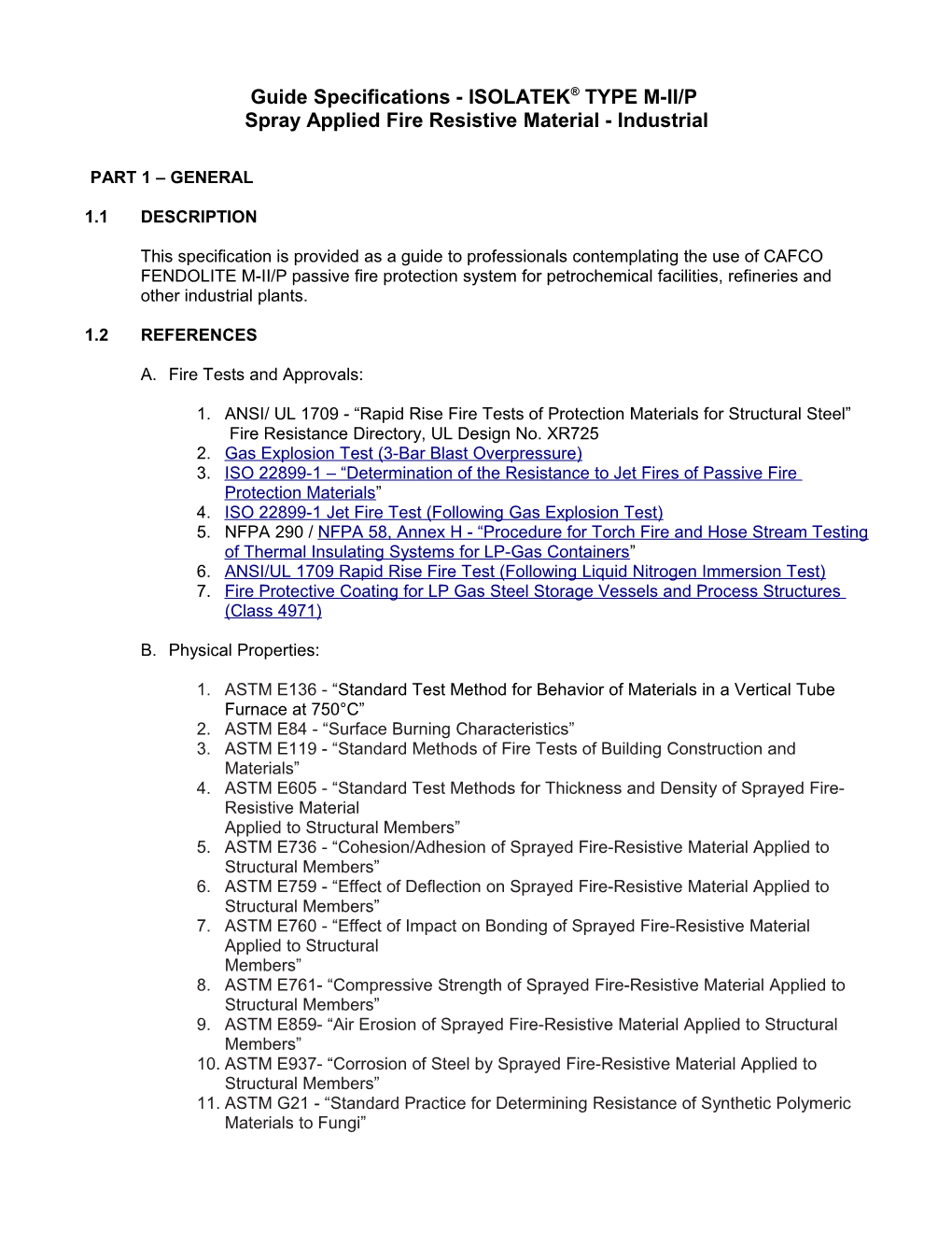 Guide Specifications - ISOLATEK TYPE M-II/P