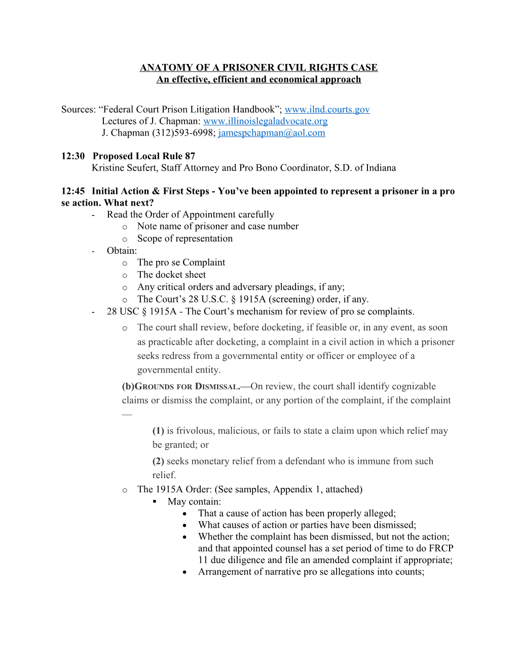 Anatomy of a Prisoner Civil Rights Case