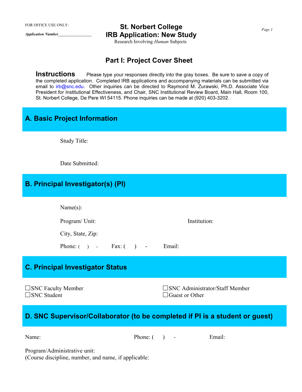 IRB Application: New Study