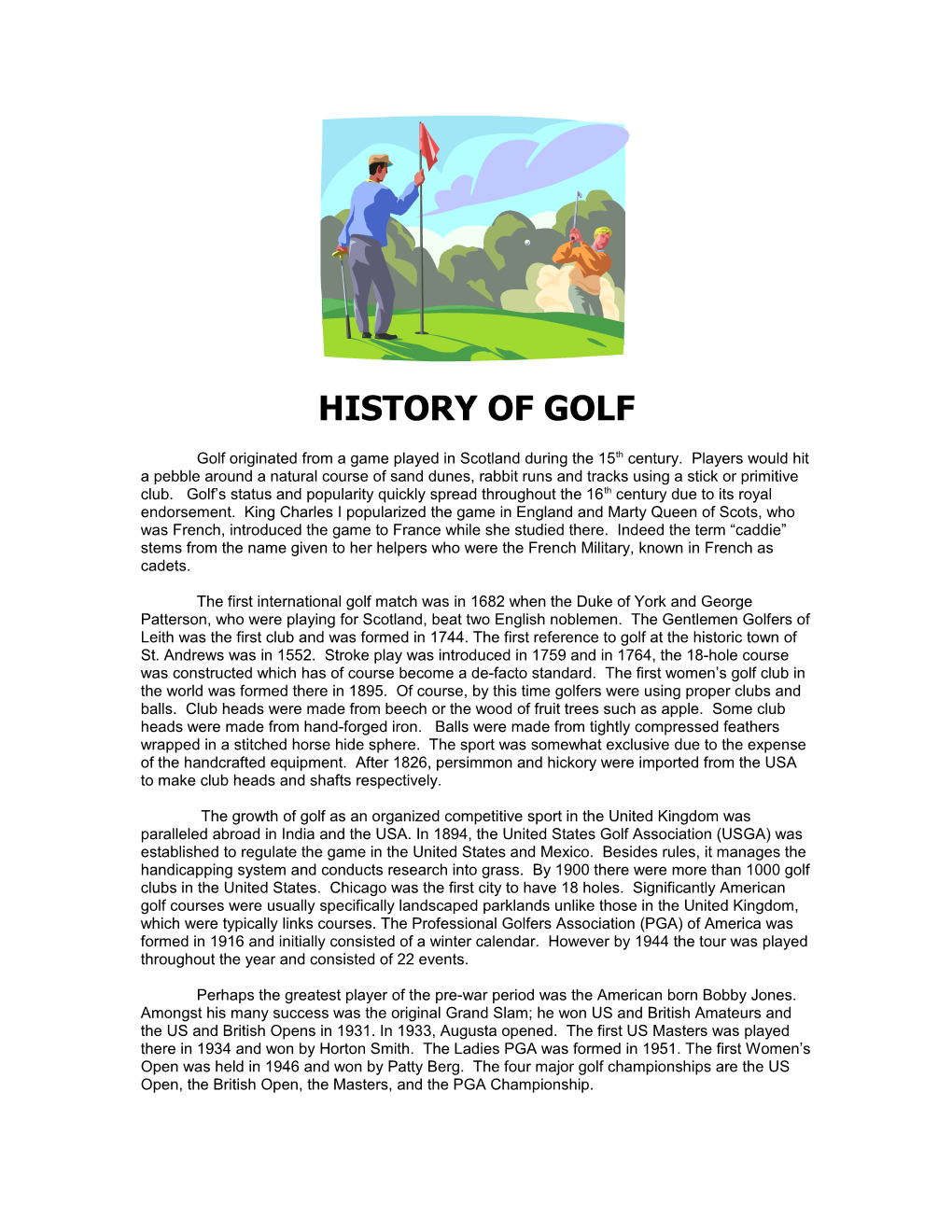 History of Golf