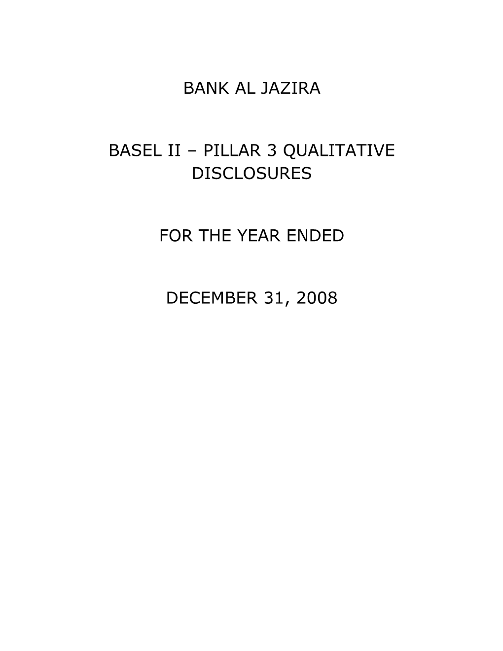 Basel Ii Pillar 3 Qualitative Disclosures