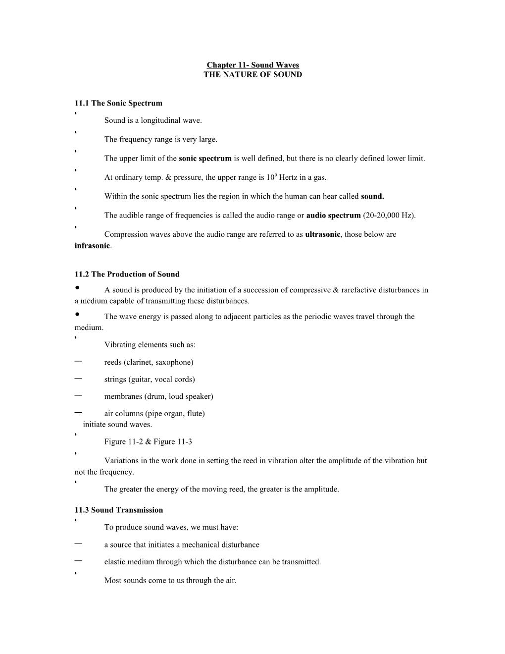 Chapter 11- Sound Waves