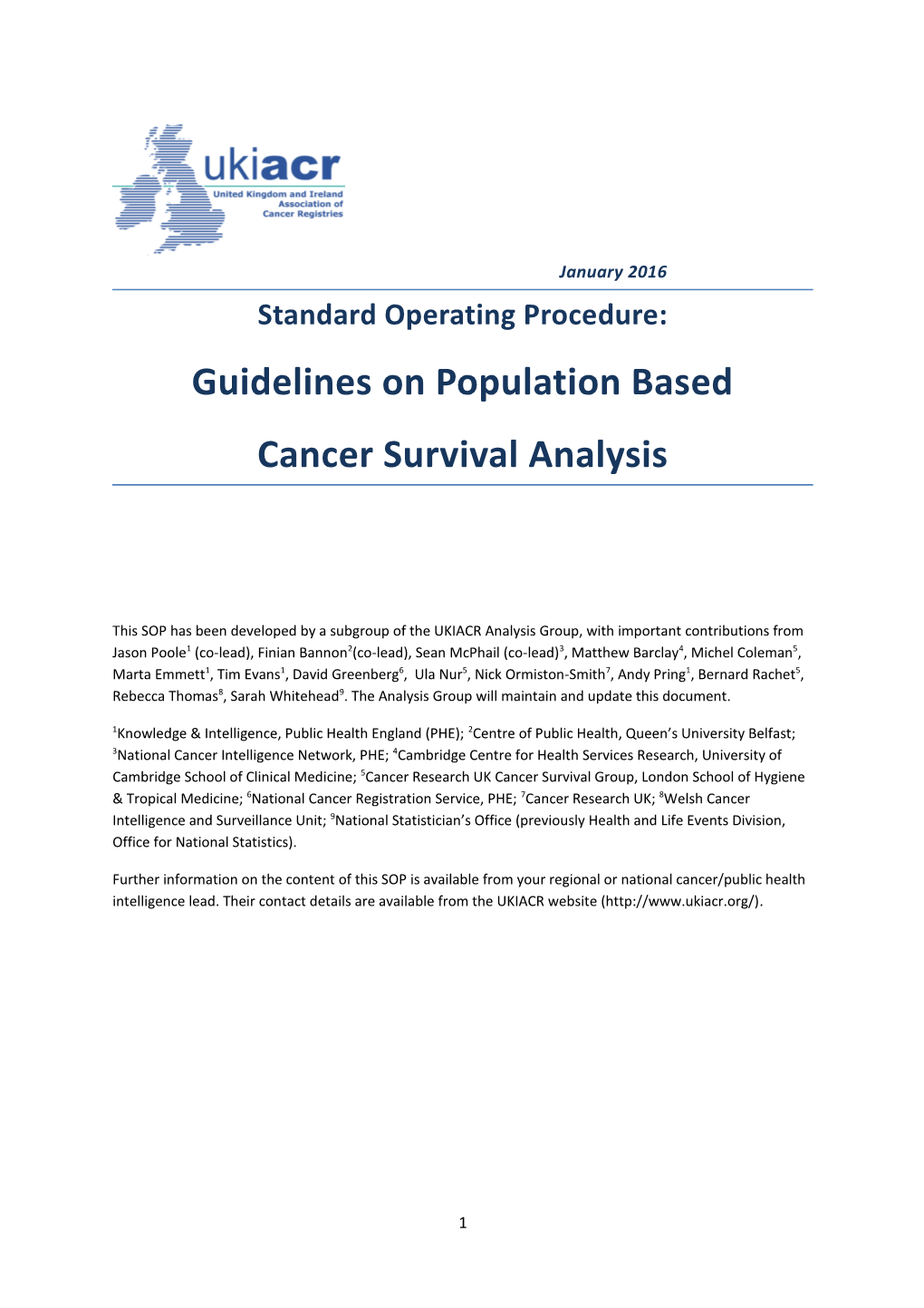 Guidelines on Population Based