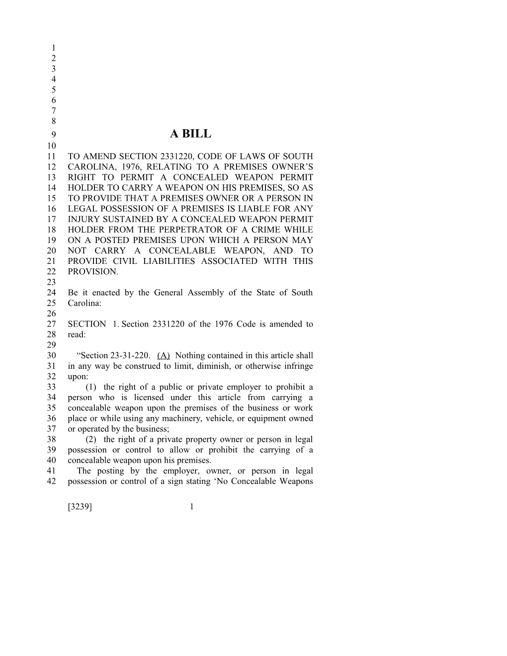 2017-2018 Bill 3239 Text of Previous Version (Dec. 15, 2016) - South Carolina Legislature Online