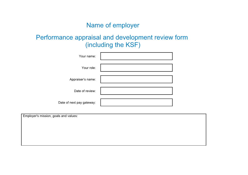 Individual Appraisal Form (Inc KSF)