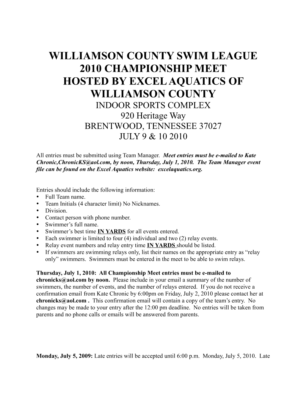 Williamson County Swim League