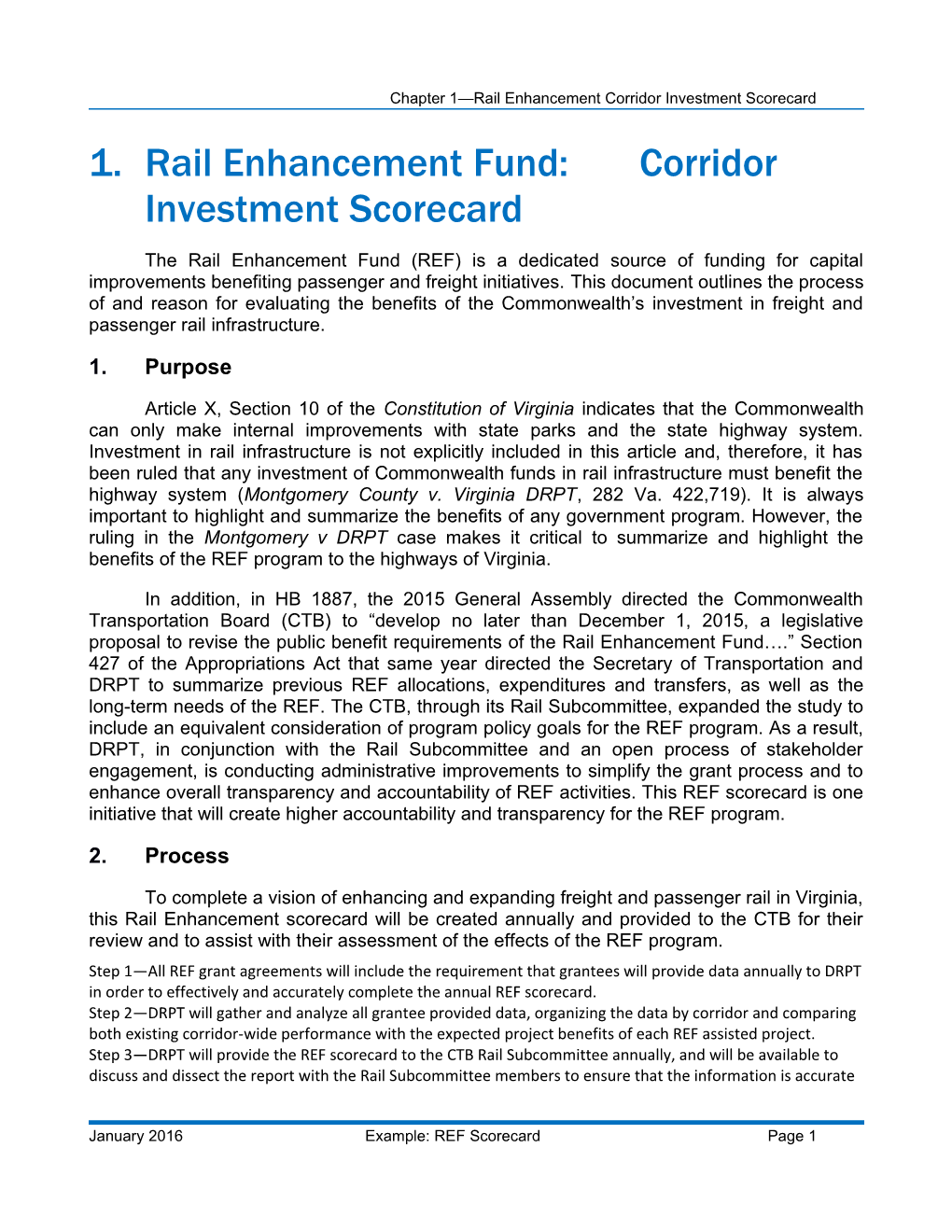 1.Rail Enhancement Fund: Corridor Investment Scorecard
