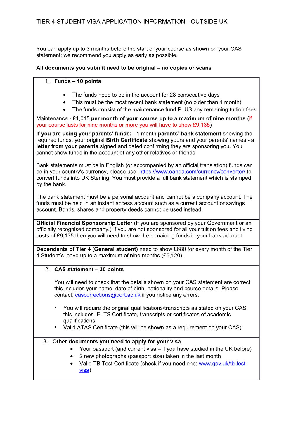 Tier 4 Student Visa Applicationinformation - Outside Uk