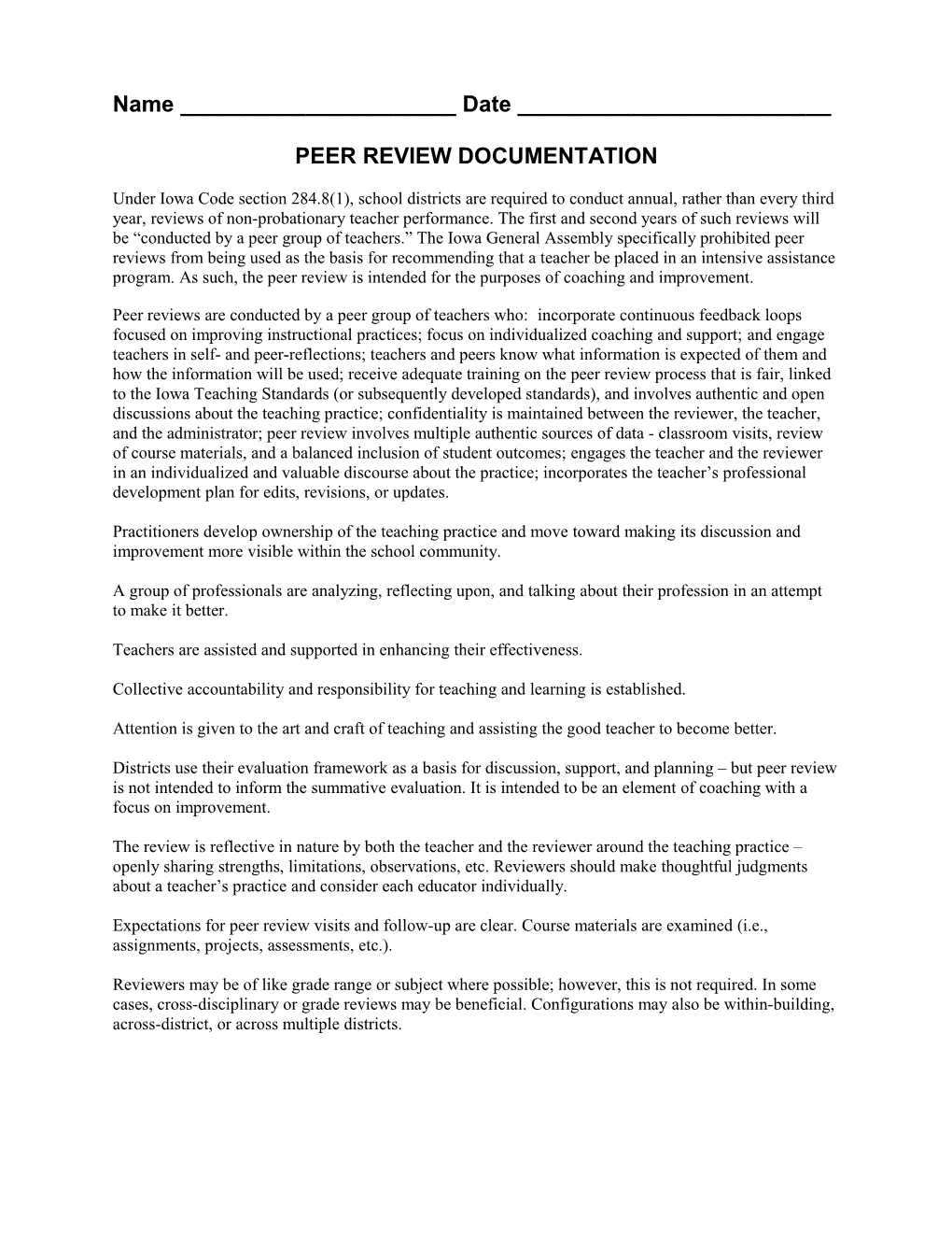 Peer Review Documentation