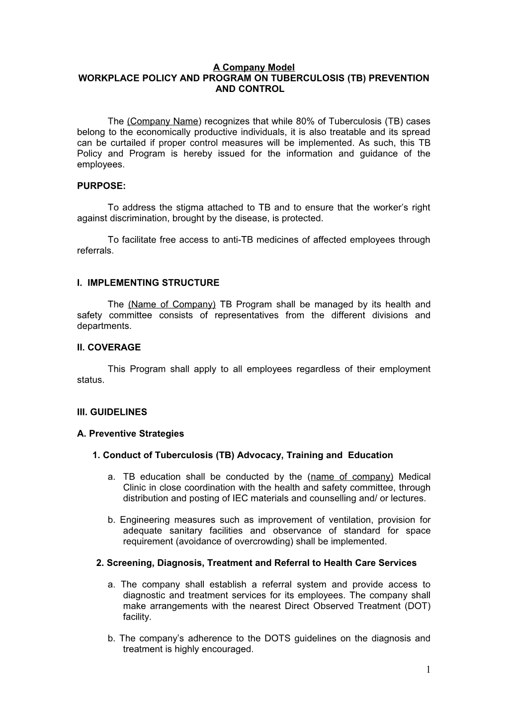 Workplace Policy and Program on Hepatitis B