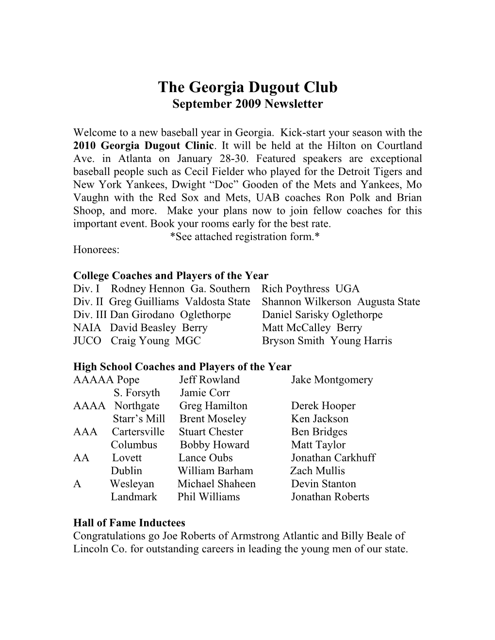 The Georgia Dugout Club