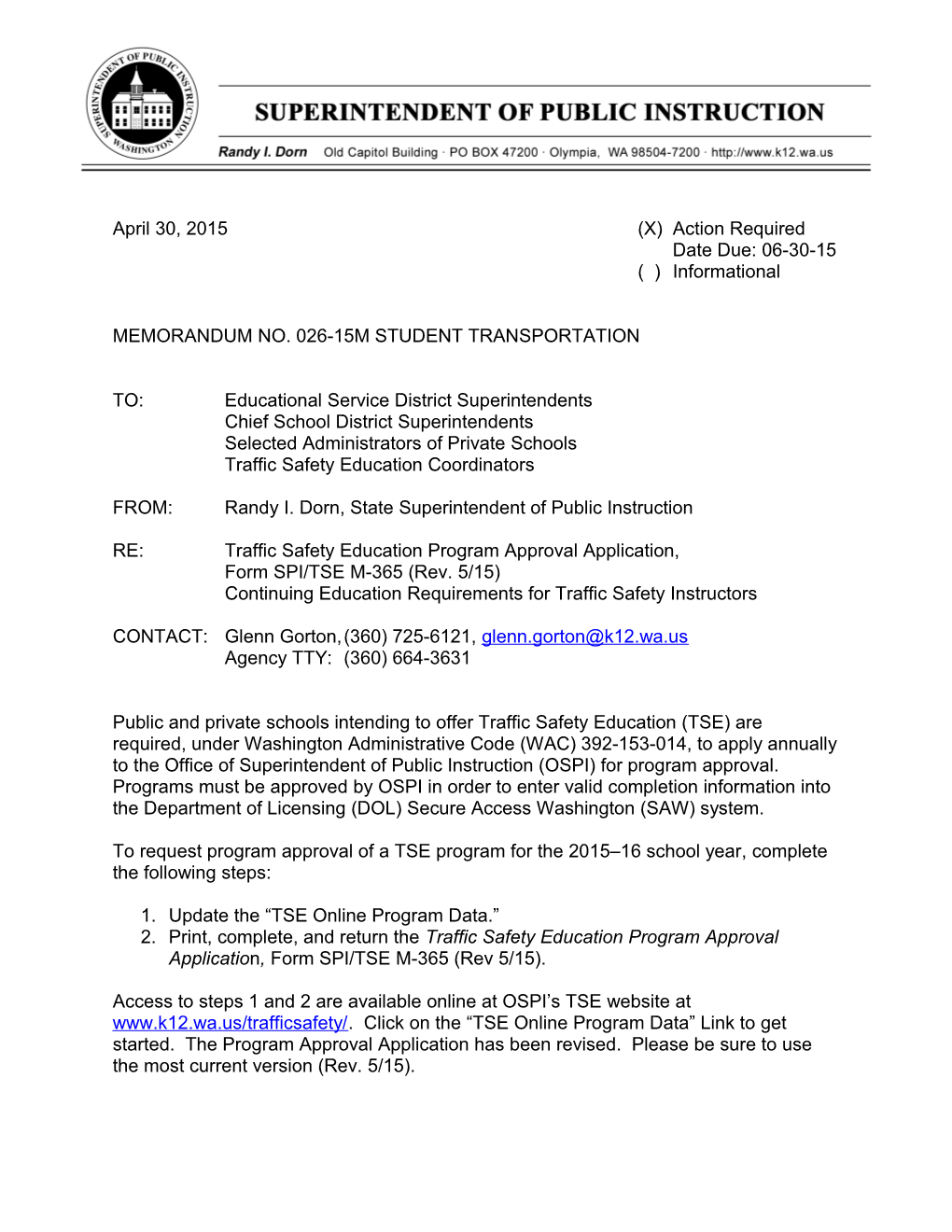 TSE Program Approval Process & Application