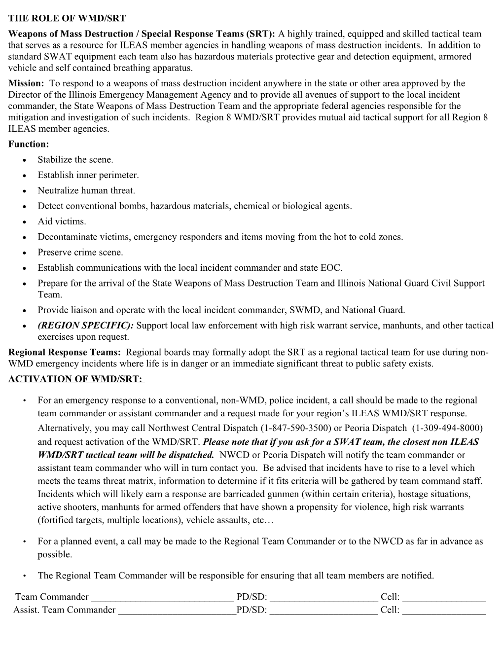 The Role of Wmd/Srt