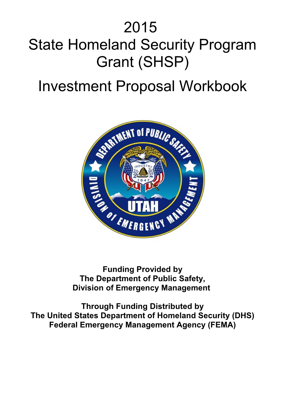2015 Regional Homeland Security Project Investment Proposal Workbook