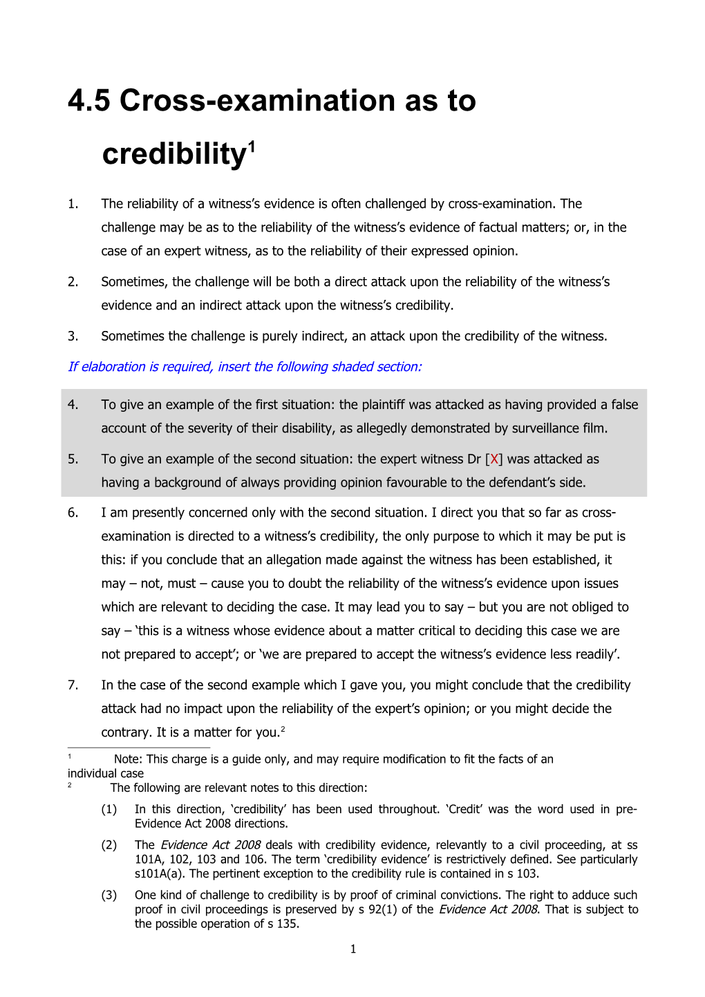 4.5 Cross-Examination As to Credibility 1