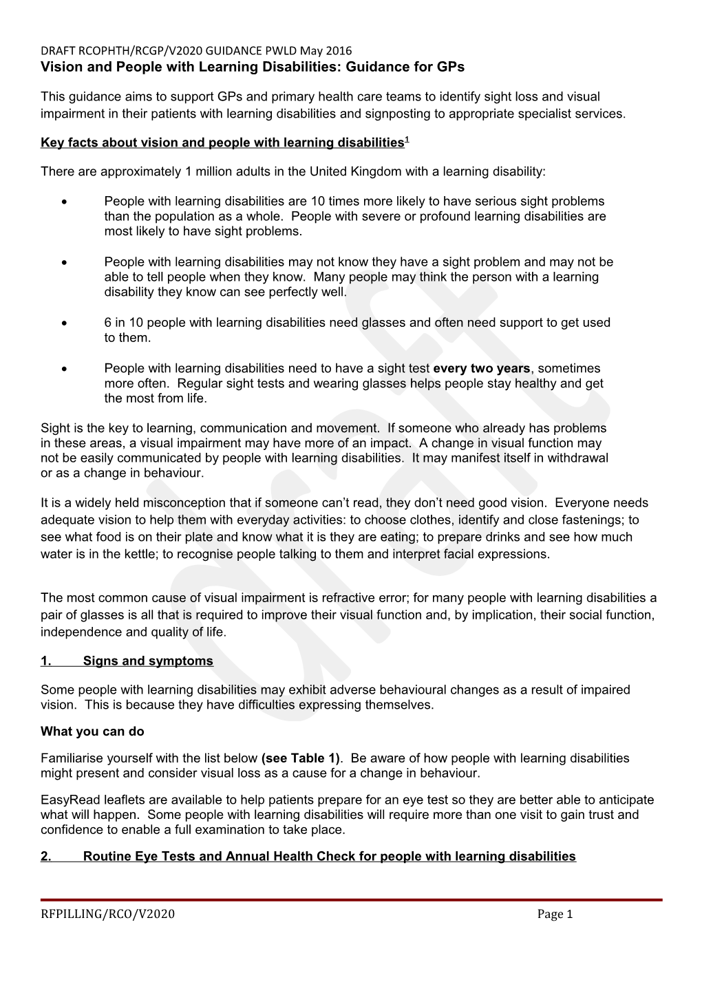 Key Facts About Vision and People with Learning Disability (PWLD)