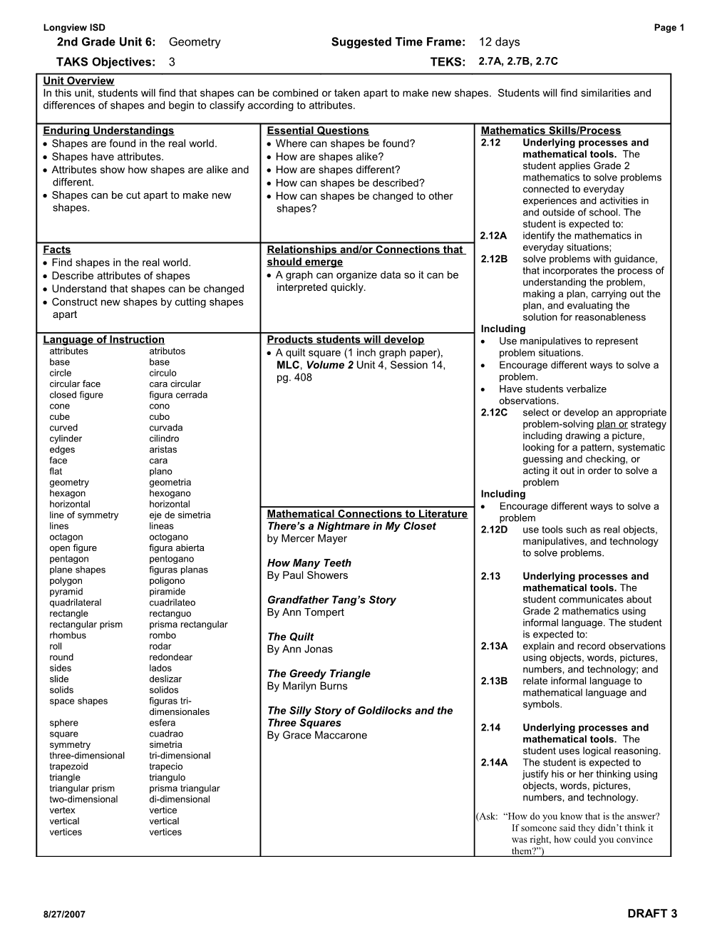 2 Math Unit 6 Overview