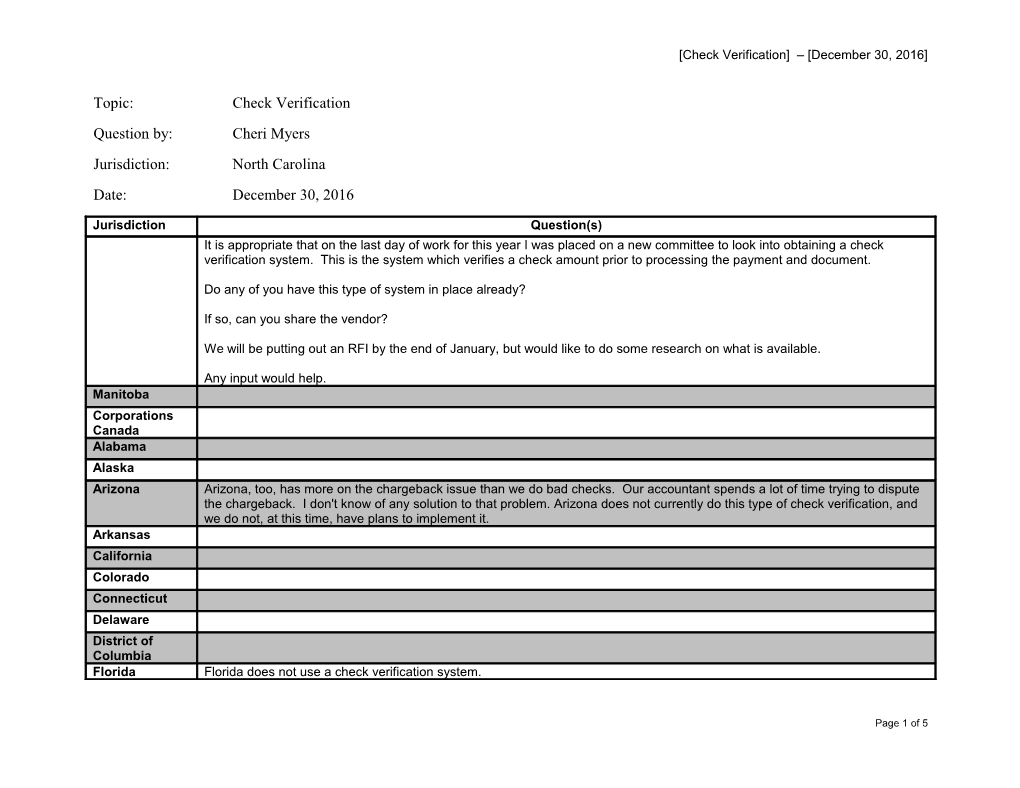 Topic:Check Verification