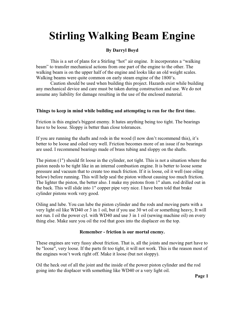 Sterling Walking Beam Engine