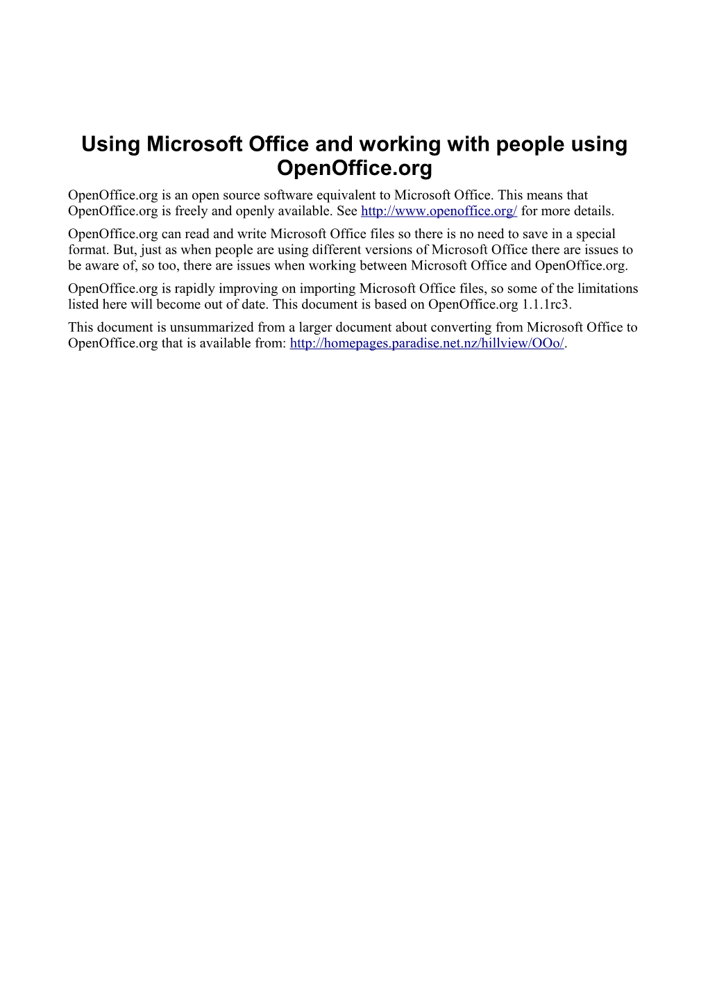 Using Microsoft Office and Working with People Using Openoffice.Org