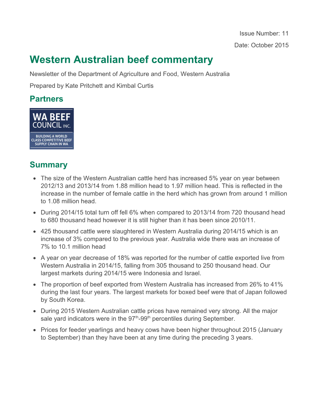 Western Australian Beef Commentary