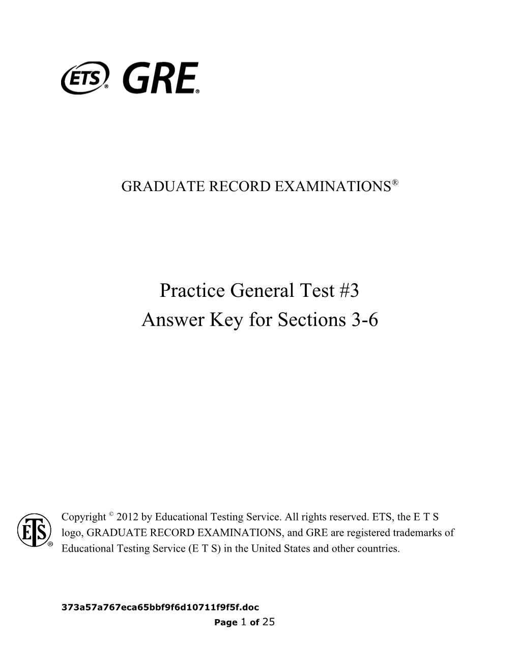 GRE Practice Test 3 Answers