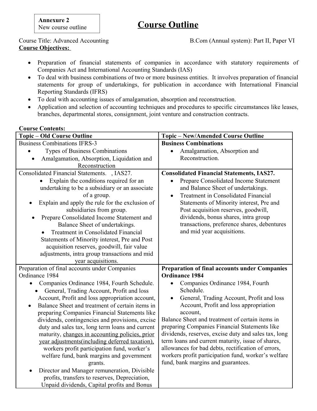 Course Title: Advanced Accounting B.Com (Annual System): Part II, Paper VI