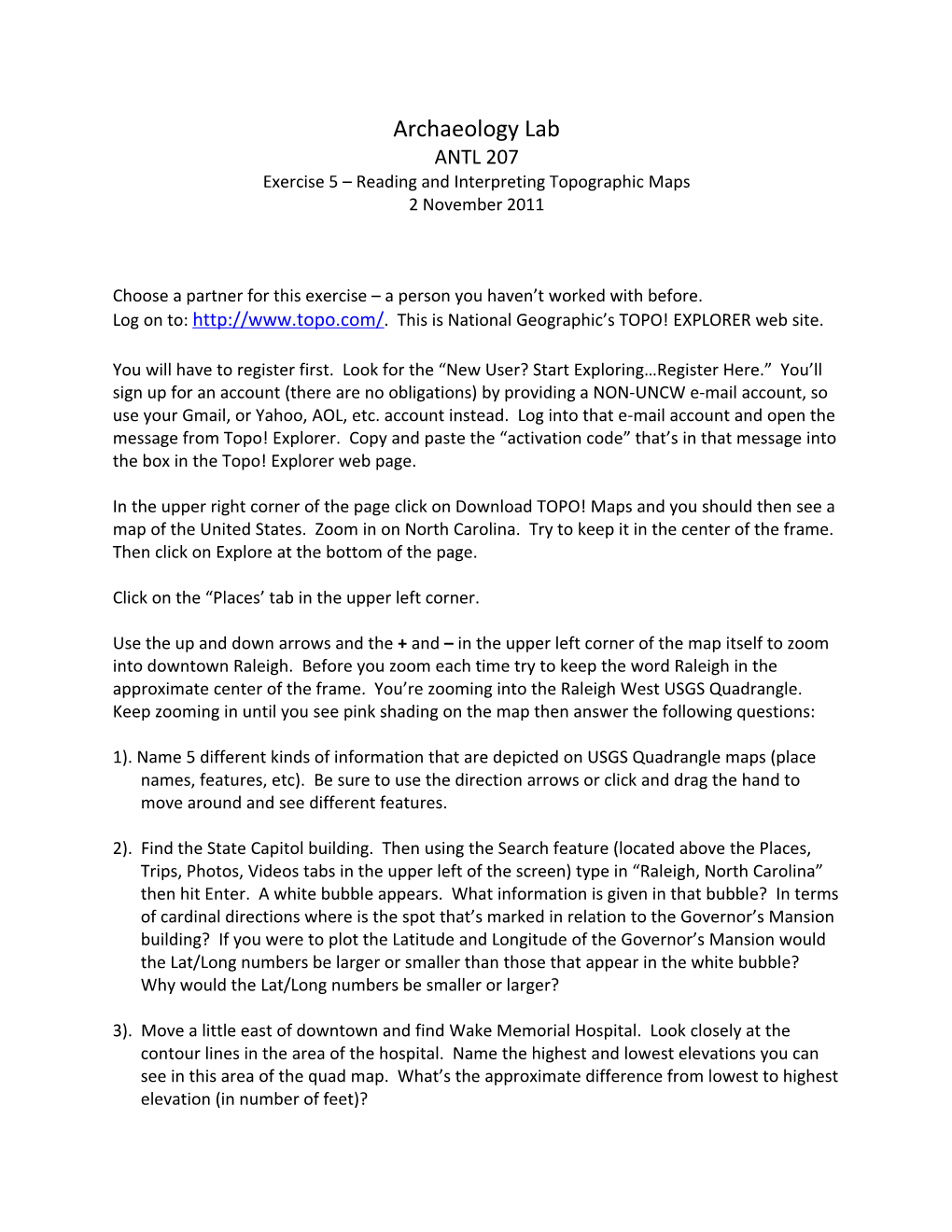 Exercise 5 Reading and Interpreting Topographic Maps