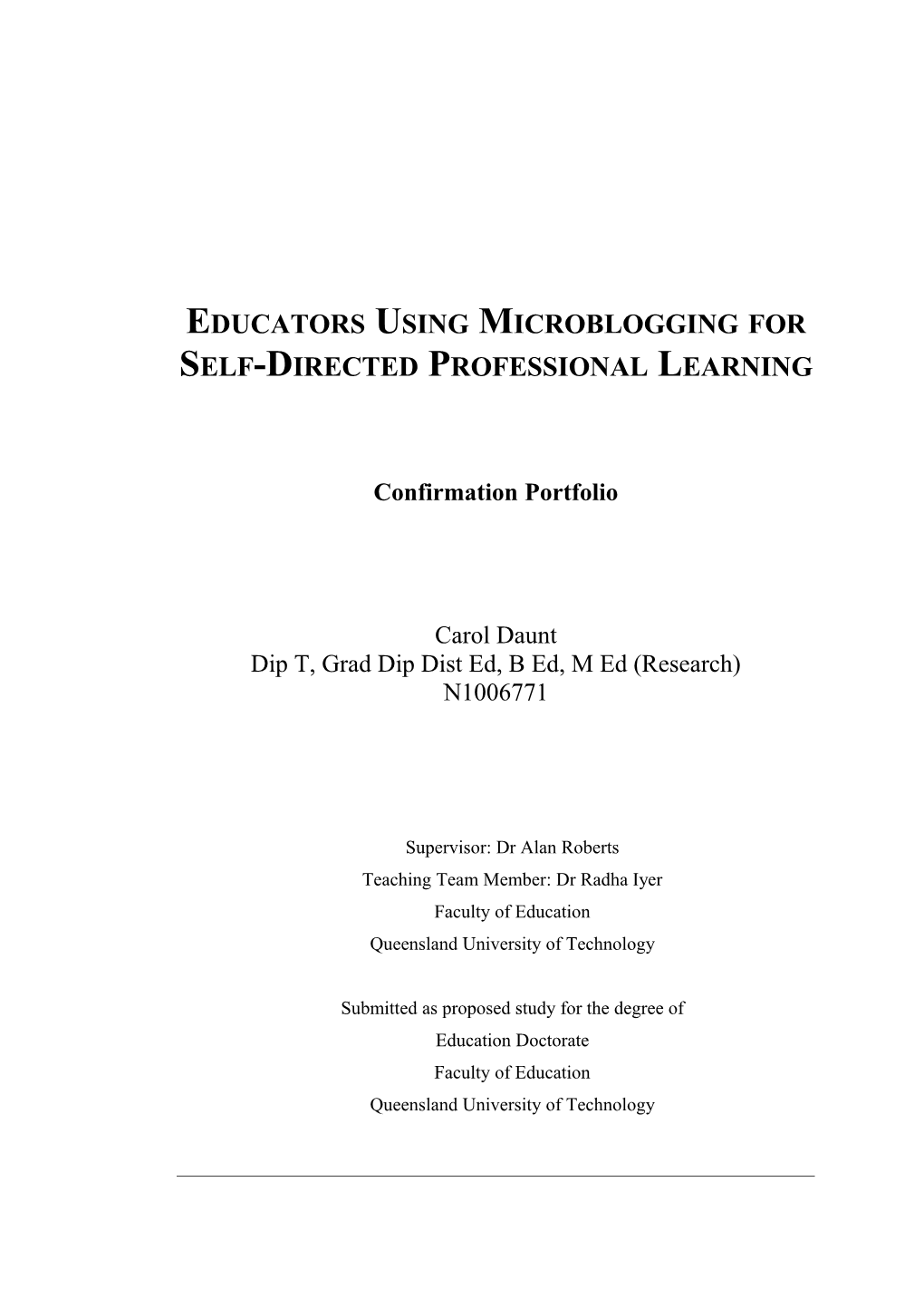 Educators Using Microblogging for Self-Directed Professional Learning