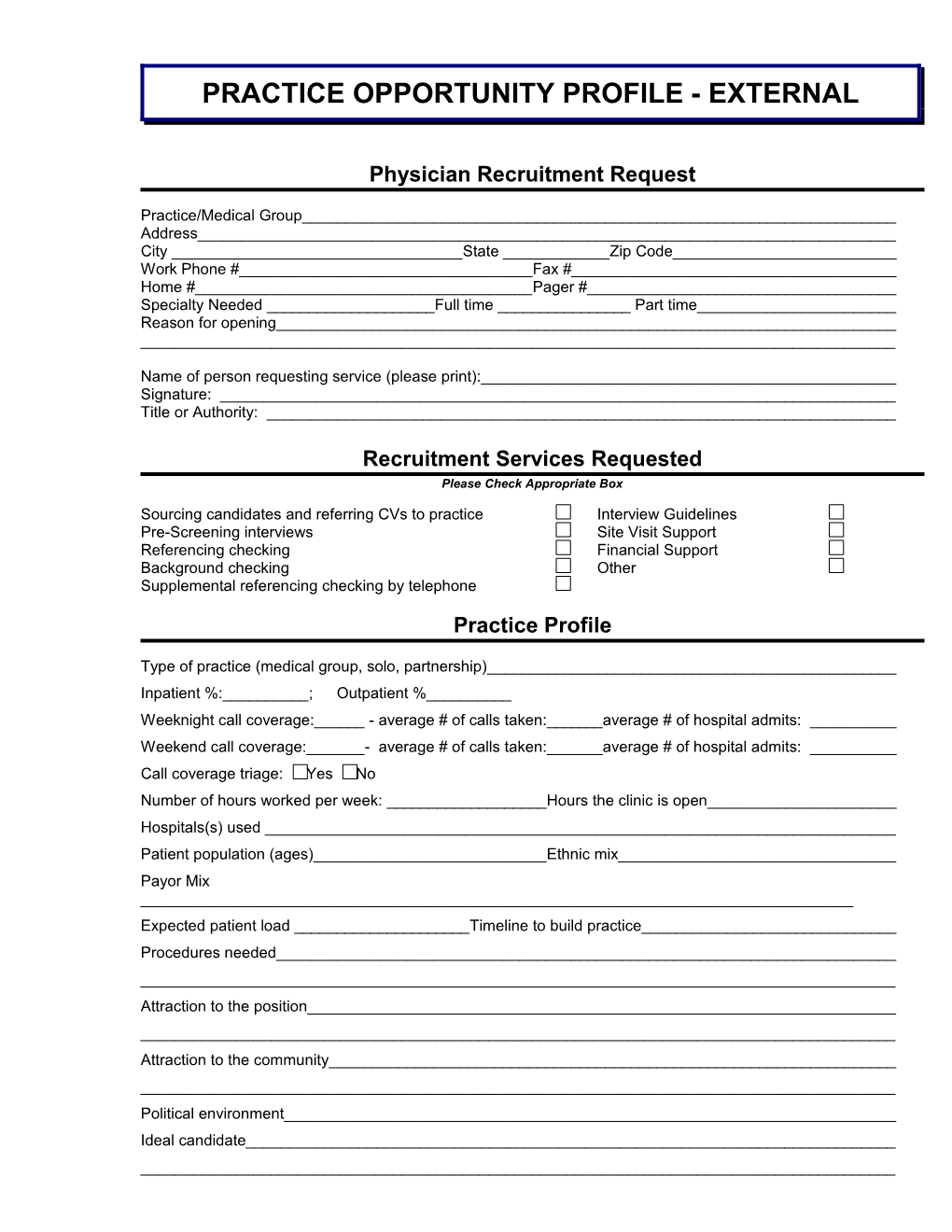 Physician Recruitment Request