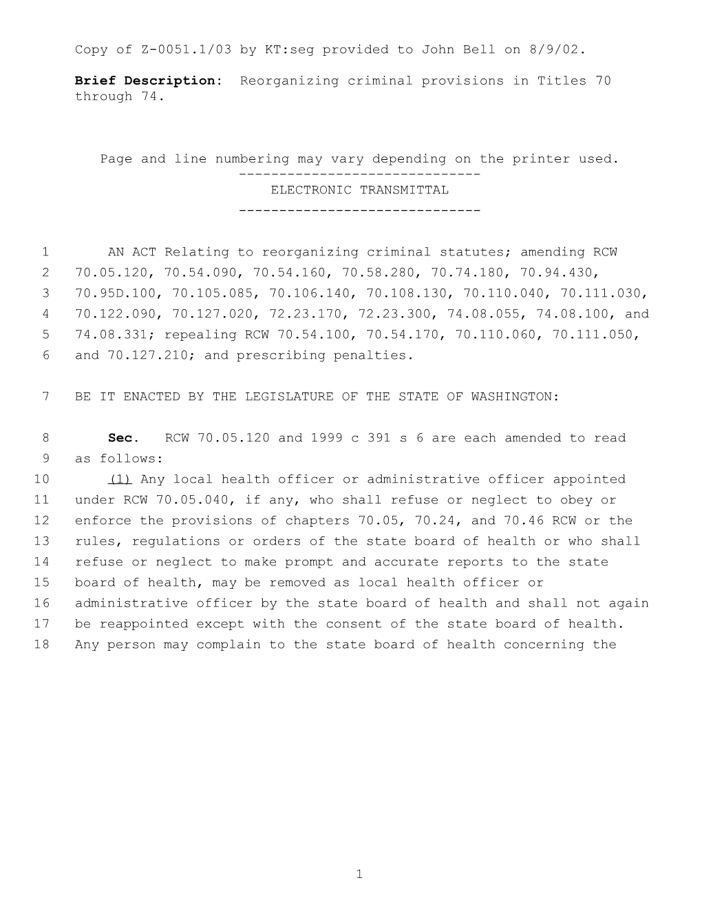 Copy of Z-0051.1/03 by KT:Seg Provided to John Bell on 8/9/02