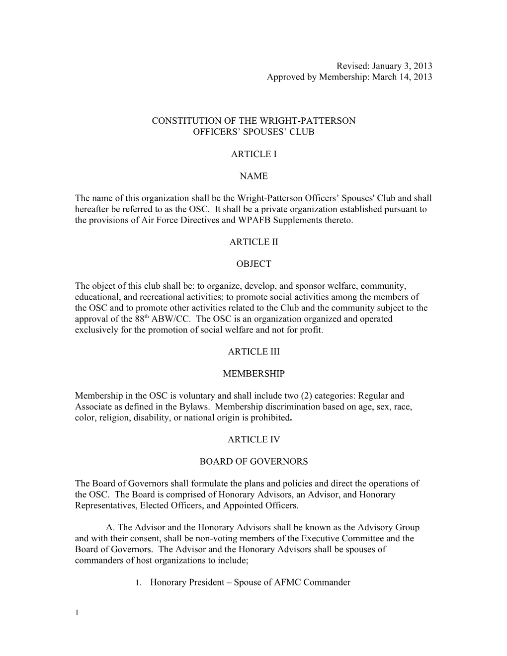 Constitution of the Wright-Patterson
