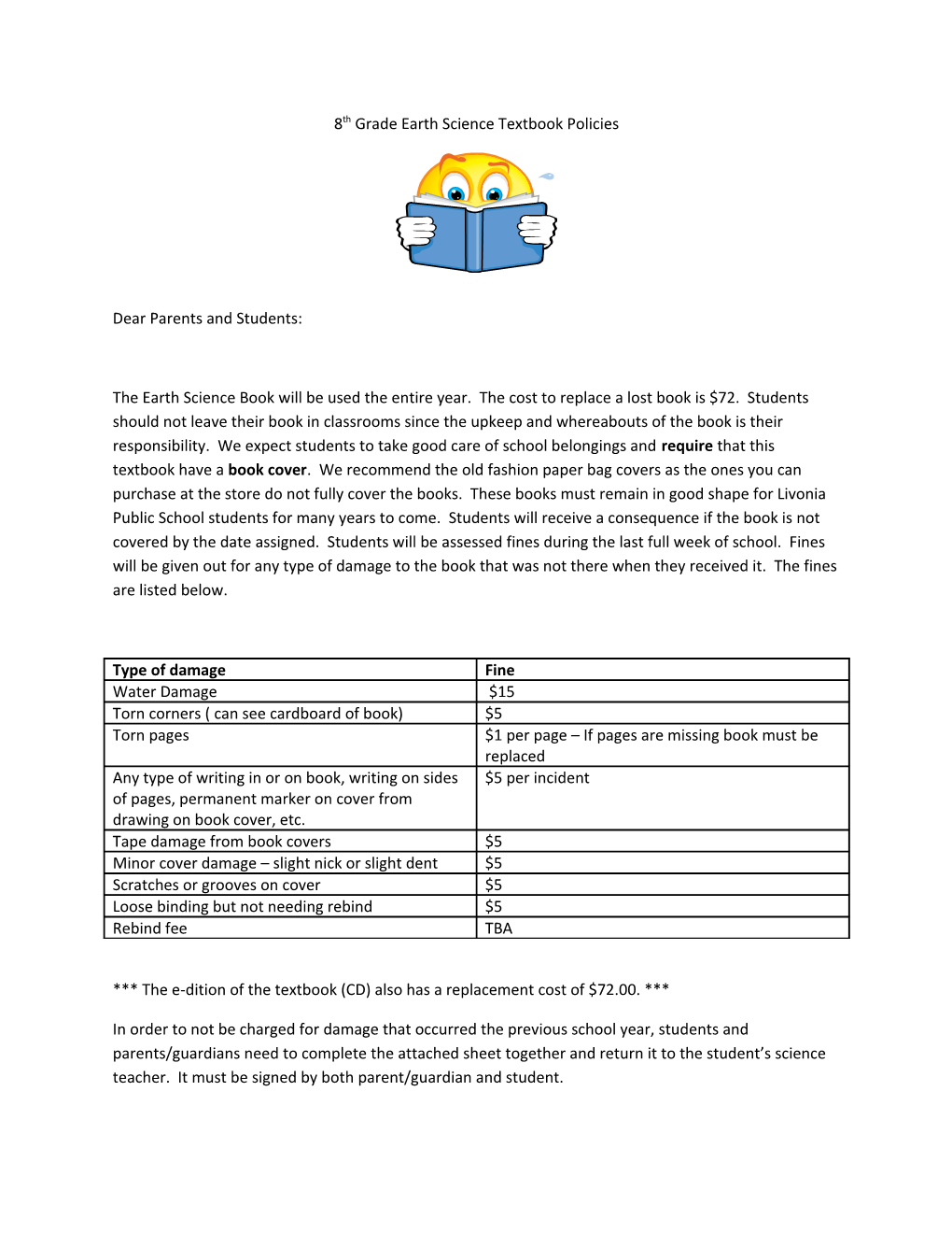 8Th Grade Earth Science Textbook Policies