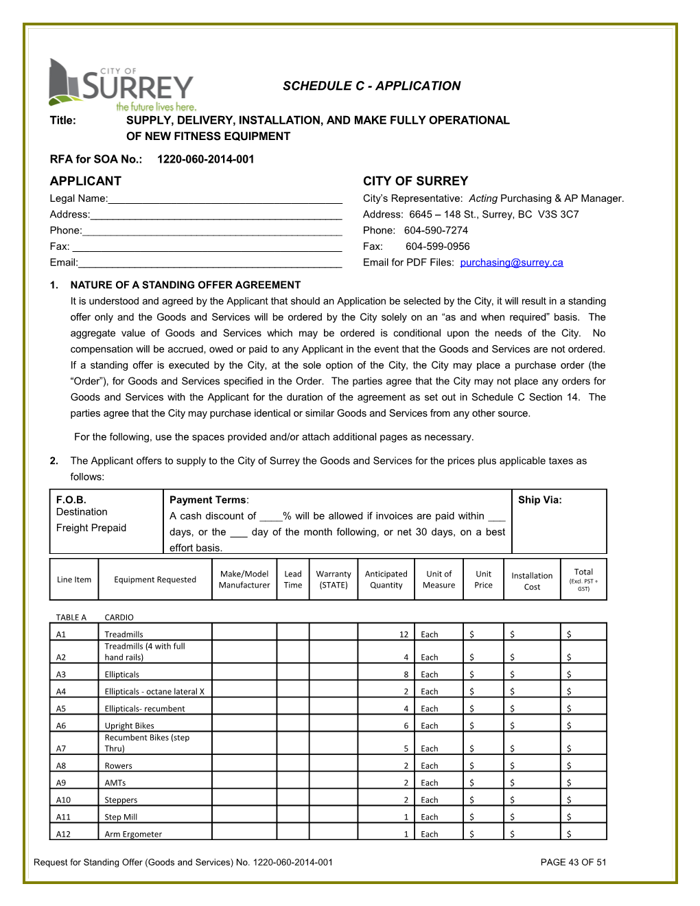 Schedule C - Application