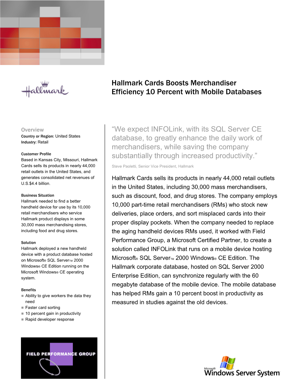 Hallmark Cards Boosts Merchandiser Efficiency by 10 Percent with Mobile Databases