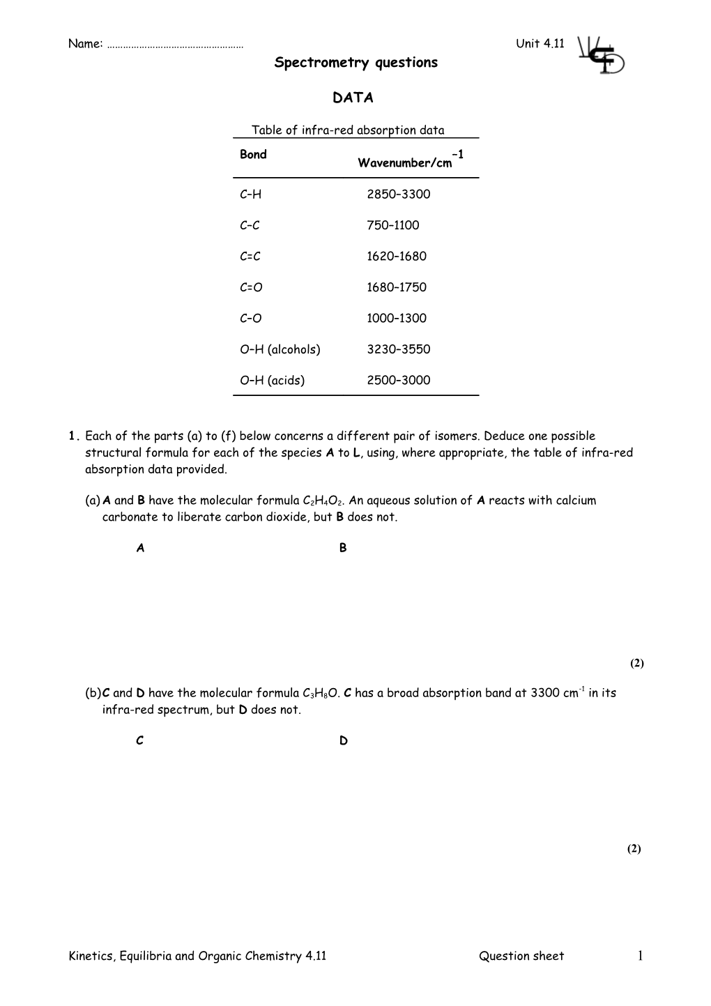 Spectrometry Questions