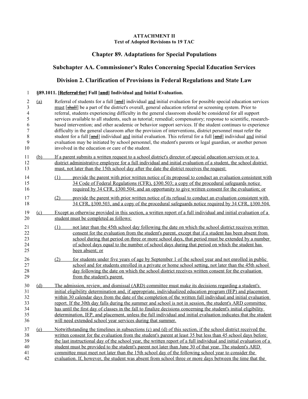 Text of Adopted Revisions to 19 TAC